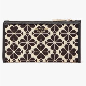 EUC kate spade spade flower jacquard zip slim wallet